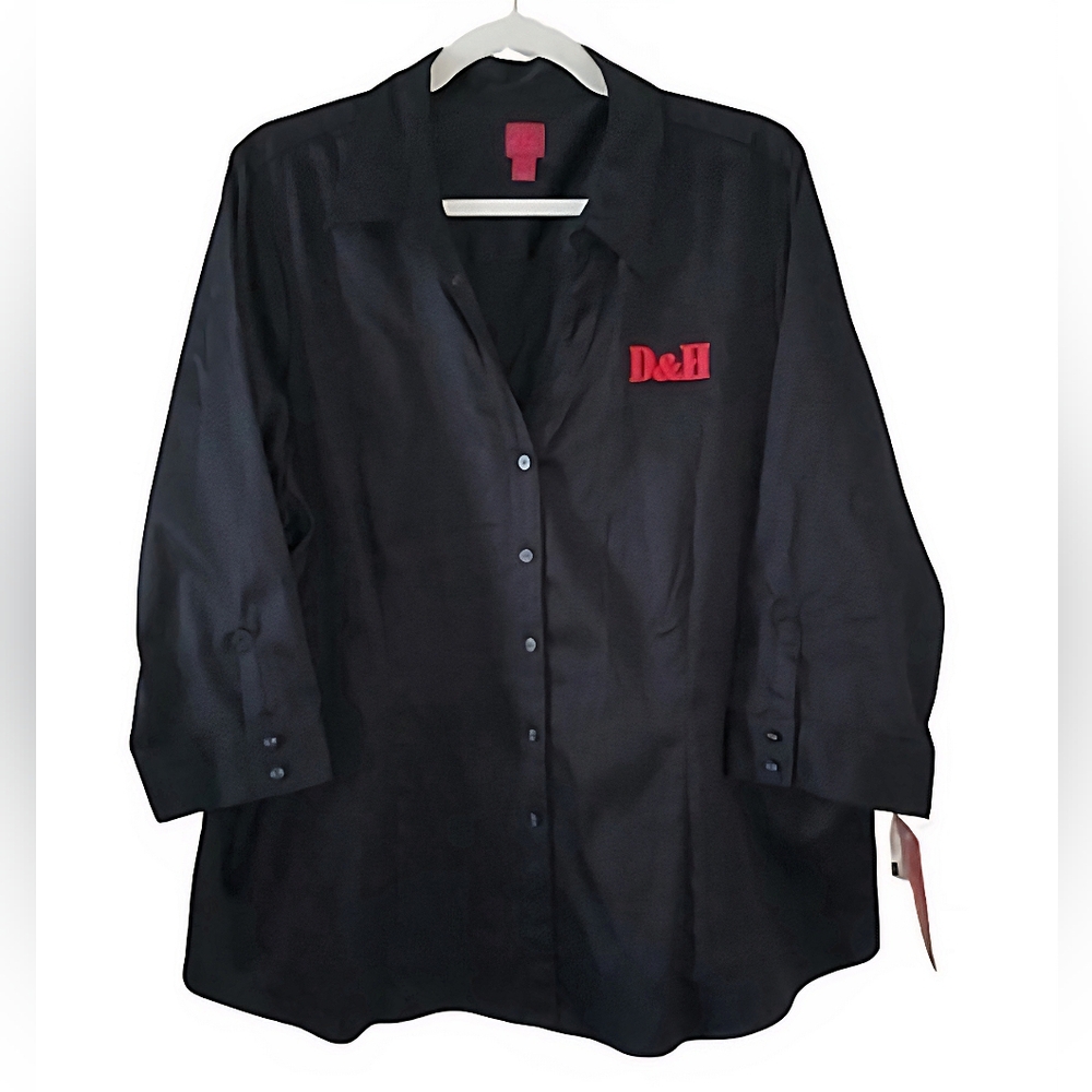 Kohl's 212 Collection Black Stretch Button Up Shirt Women's Plus 2X With Tags